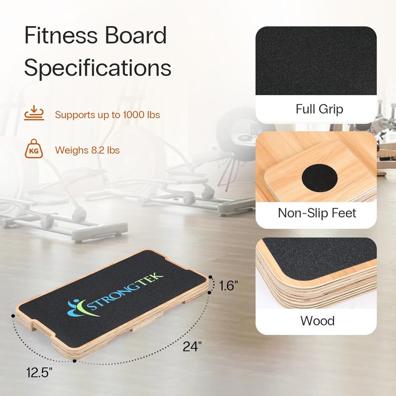 StrongTek Resistance Band Training Platform, Heavy-Duty Bamboo/Wood Board for Safe & Stable Resistance Workouts, Non-Slip, 1000 lbs Capacity for Arms, Shoulders, Core, Back & Legs - Image 2